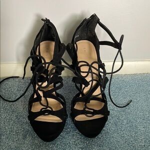Chinese Laundry Black Strappy Lace-Up Heels